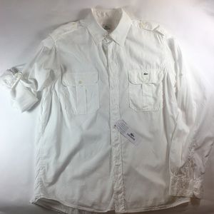 NWT Lacoste White long sleeve cotton shirt